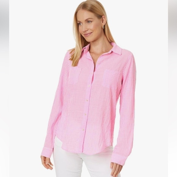 LILLY PULITZER SEA VIEW BUTTON DOWN TOP NWT - Picture 1 of 16